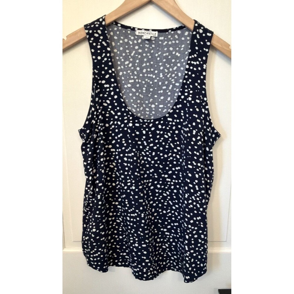 J.Crew Mercantile Navy Blue White Pebble Print Sleeveless Viscose Top M Nautical